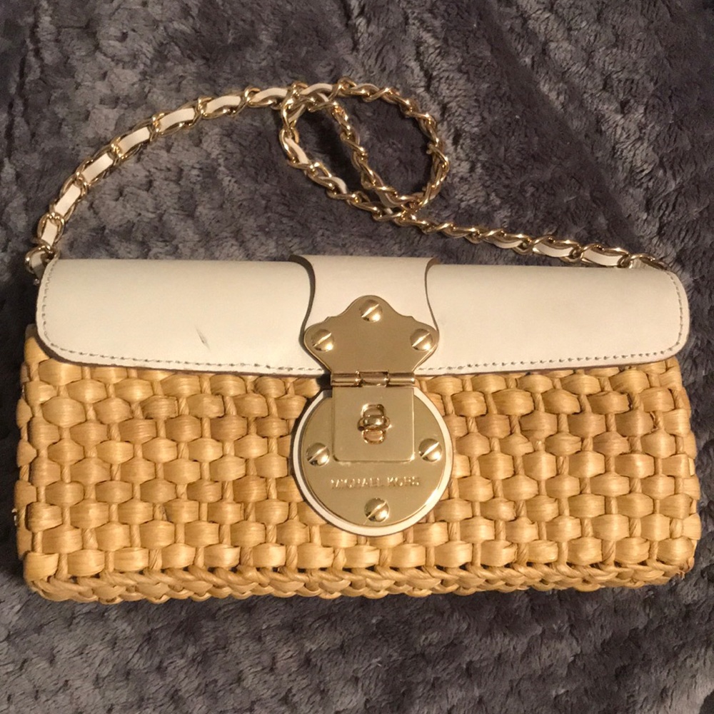 Michael Kors white/gold clutch